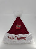 Christmas Santa Clause "Bah Humbug" Hat Merry Brite Red And White Santa Hat