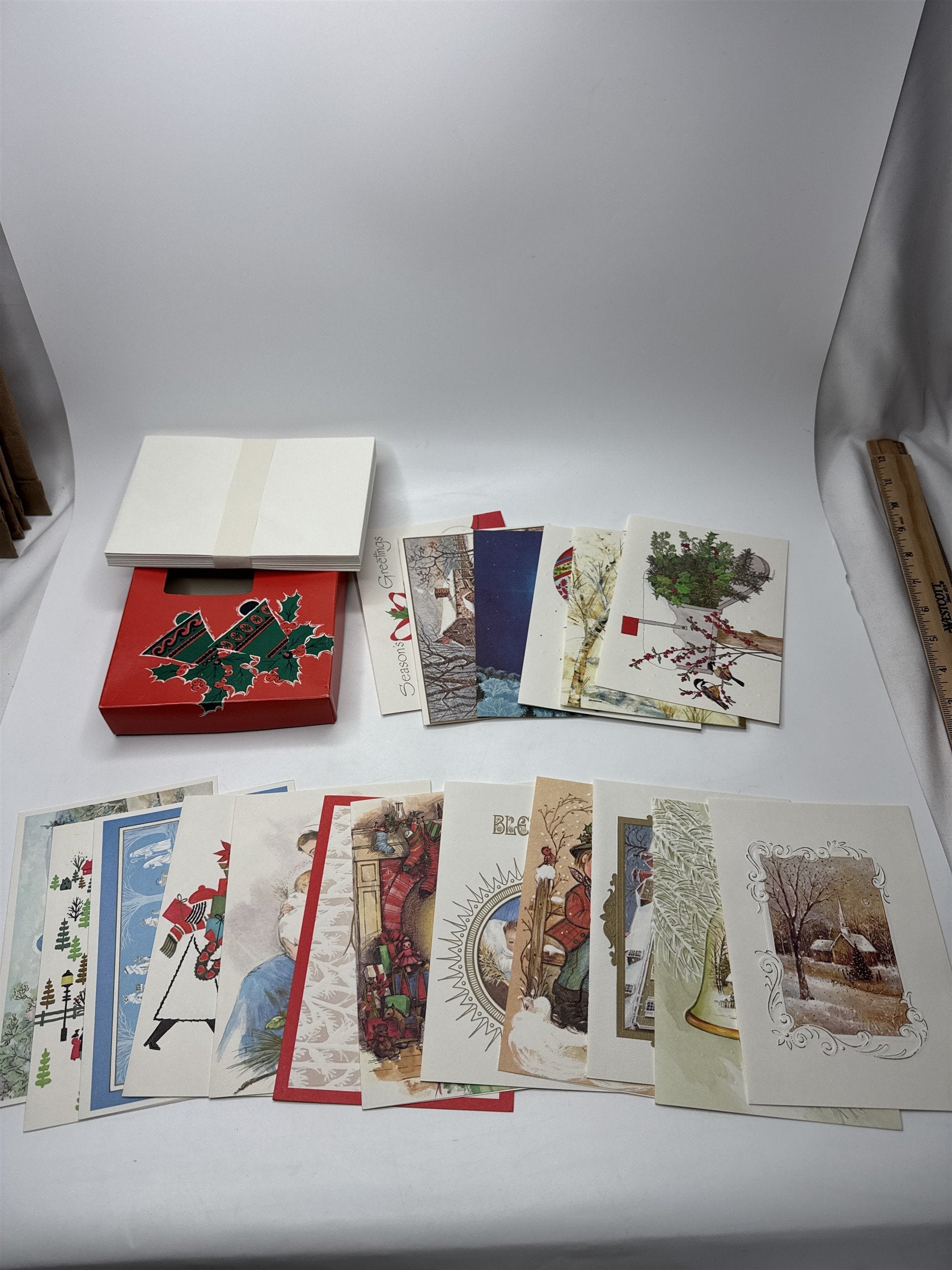 Famous Artists Studios Vintage Christmas Card Lot 18 NOS 1960s Religious Santa