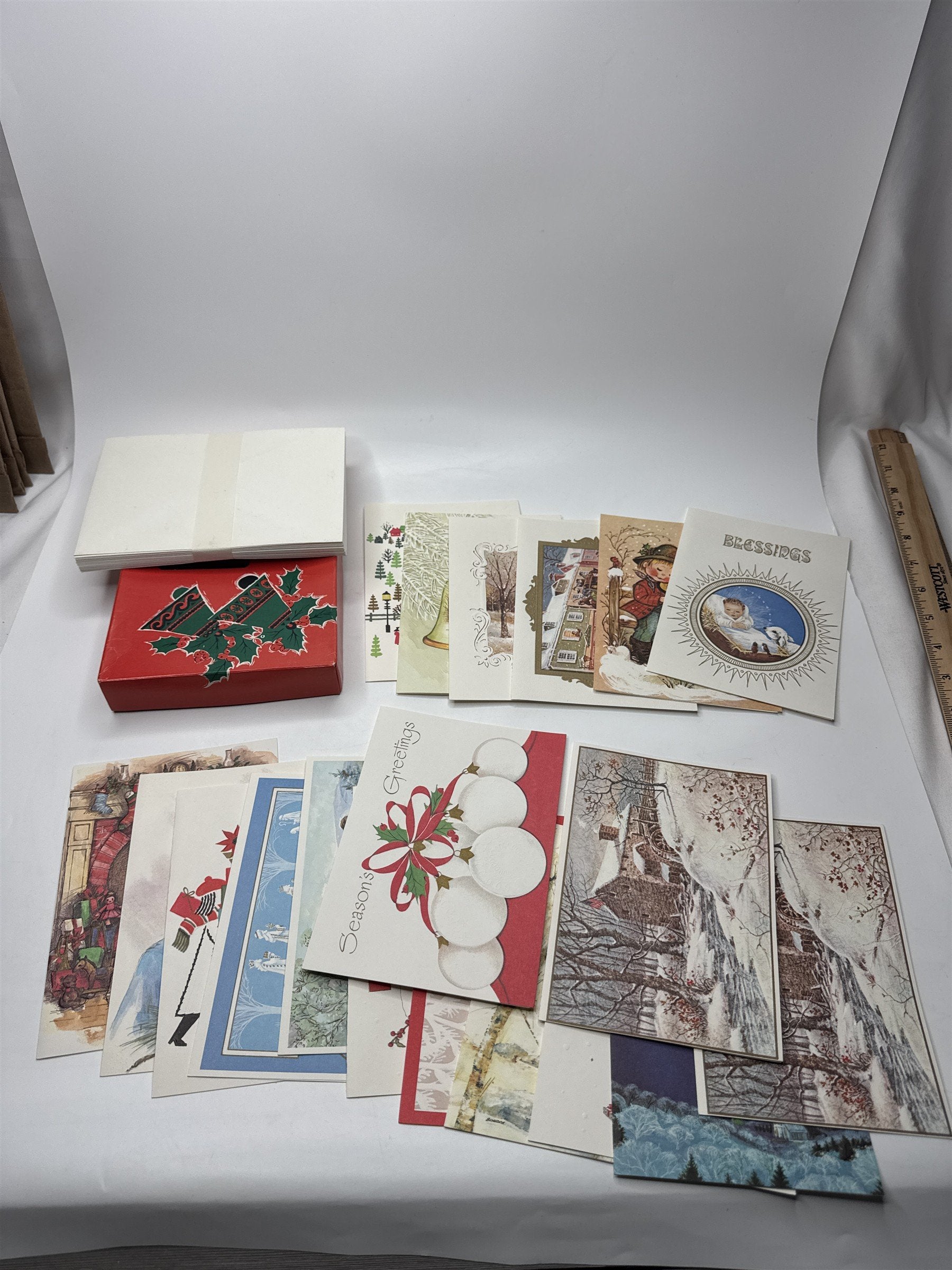 Famous Artists Studios Vintage Christmas Card Lot 19 NOS Religious Santa 1960s