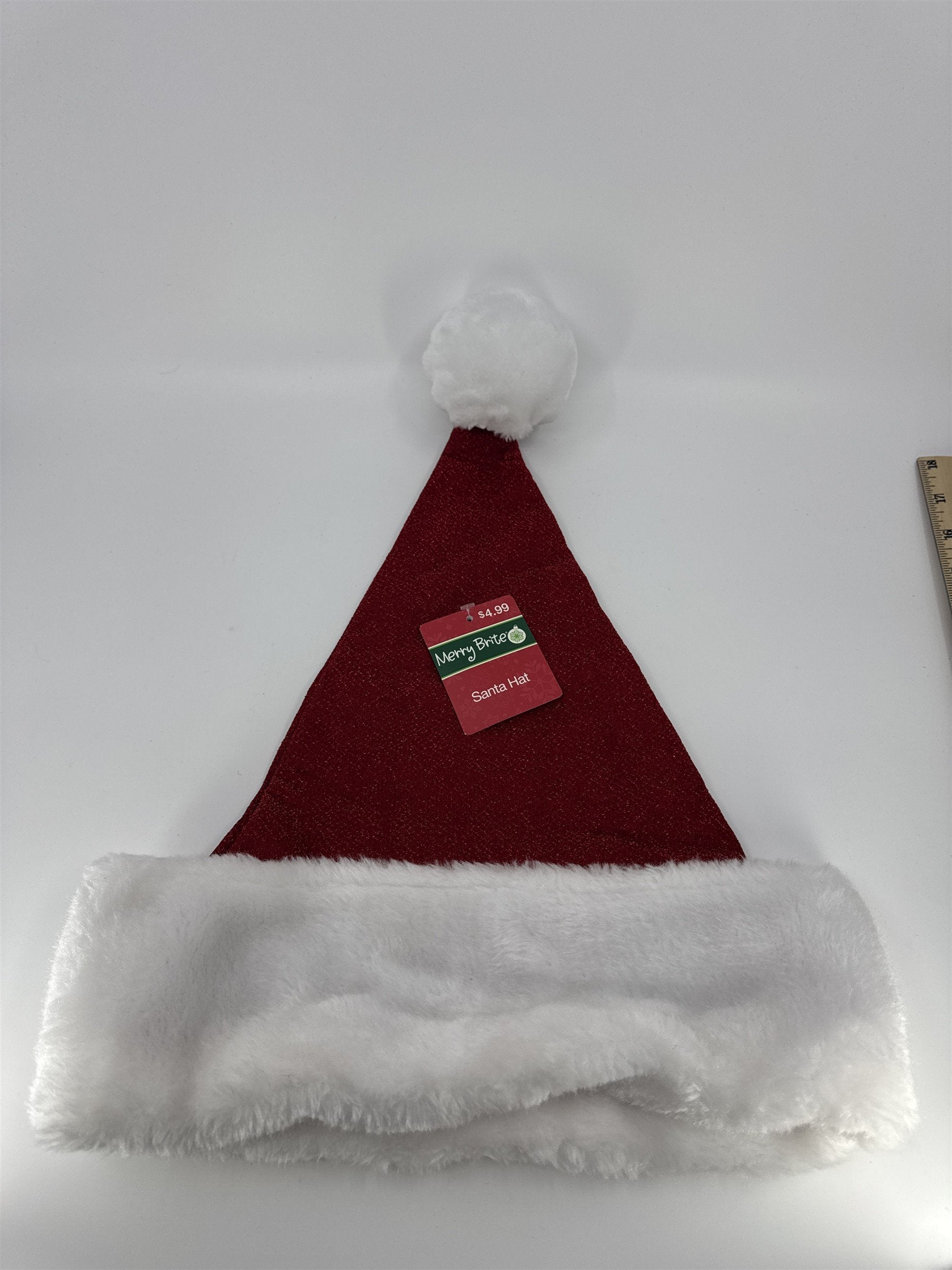 Christmas Red And Glitter Santa Clause Hat Merry Brite Red And White Hat