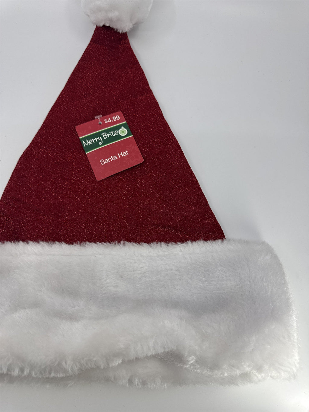 Christmas Red And Glitter Santa Clause Hat Merry Brite Red And White Hat
