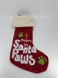 "I Believe In Santa Paws" Red And White Christmas Stocking For Dogs/Cats/Pets