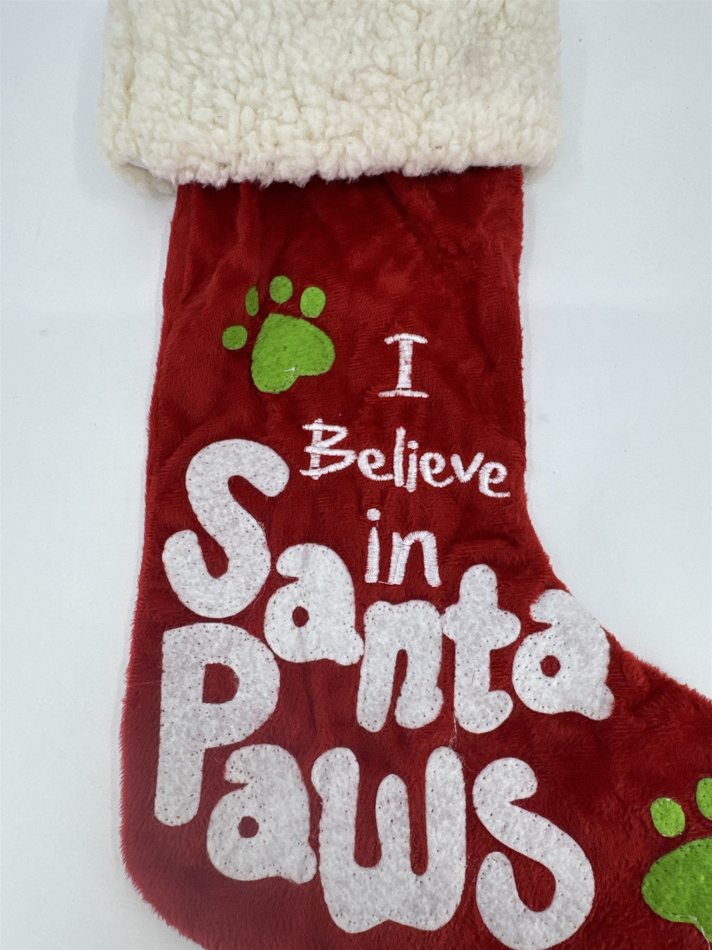 "I Believe In Santa Paws" Red And White Christmas Stocking For Dogs/Cats/Pets