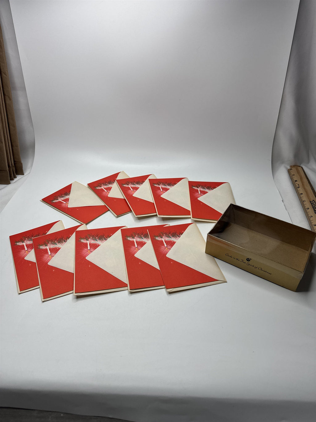 Vintage Rust Craft Christmas Card Lot 10 NOS Red Angel Candle 1950s