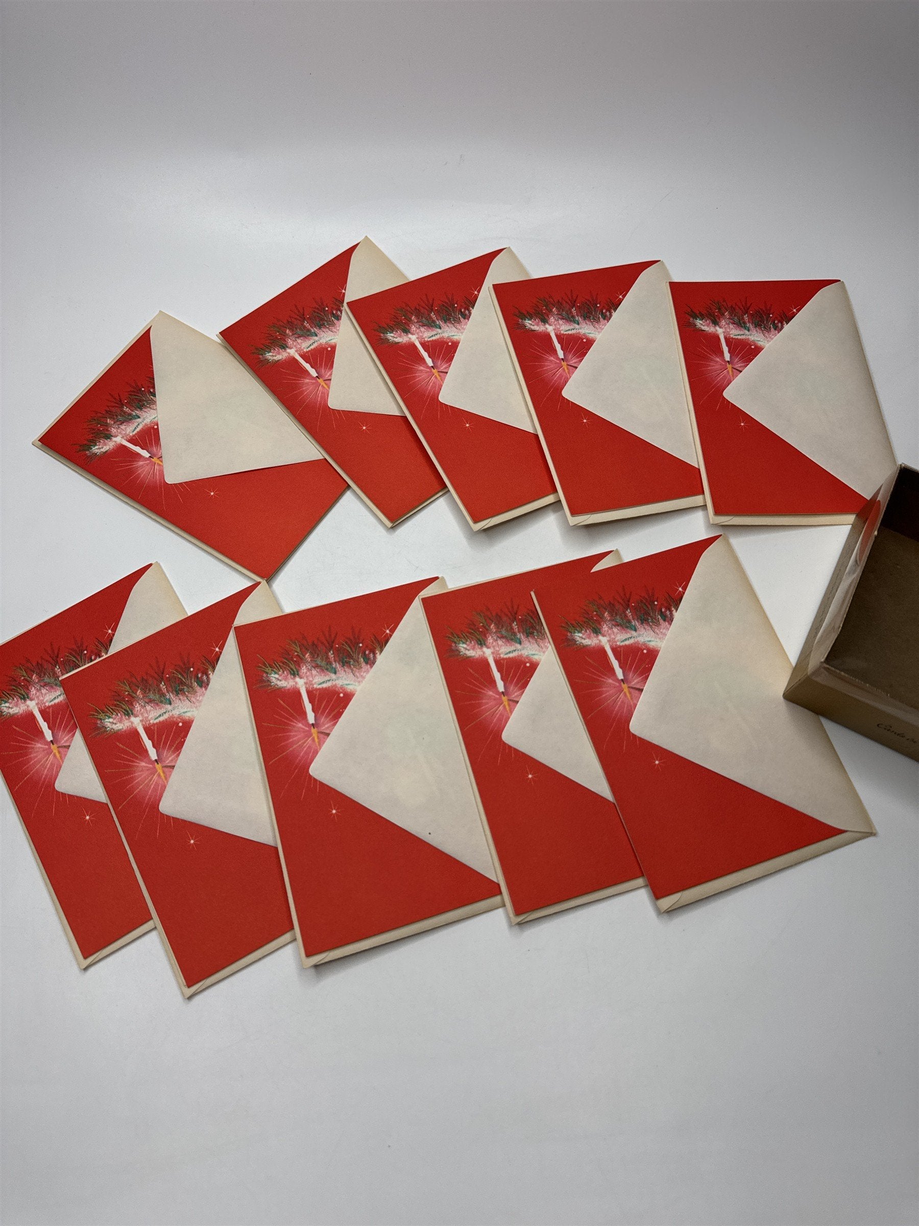 Vintage Rust Craft Christmas Card Lot 10 NOS Red Angel Candle 1950s