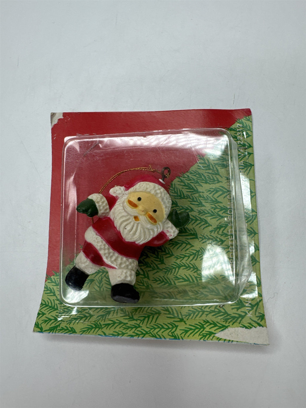 Vintage Santa Miniature Ornament NIP Plastic Christmas Figurine 1970s