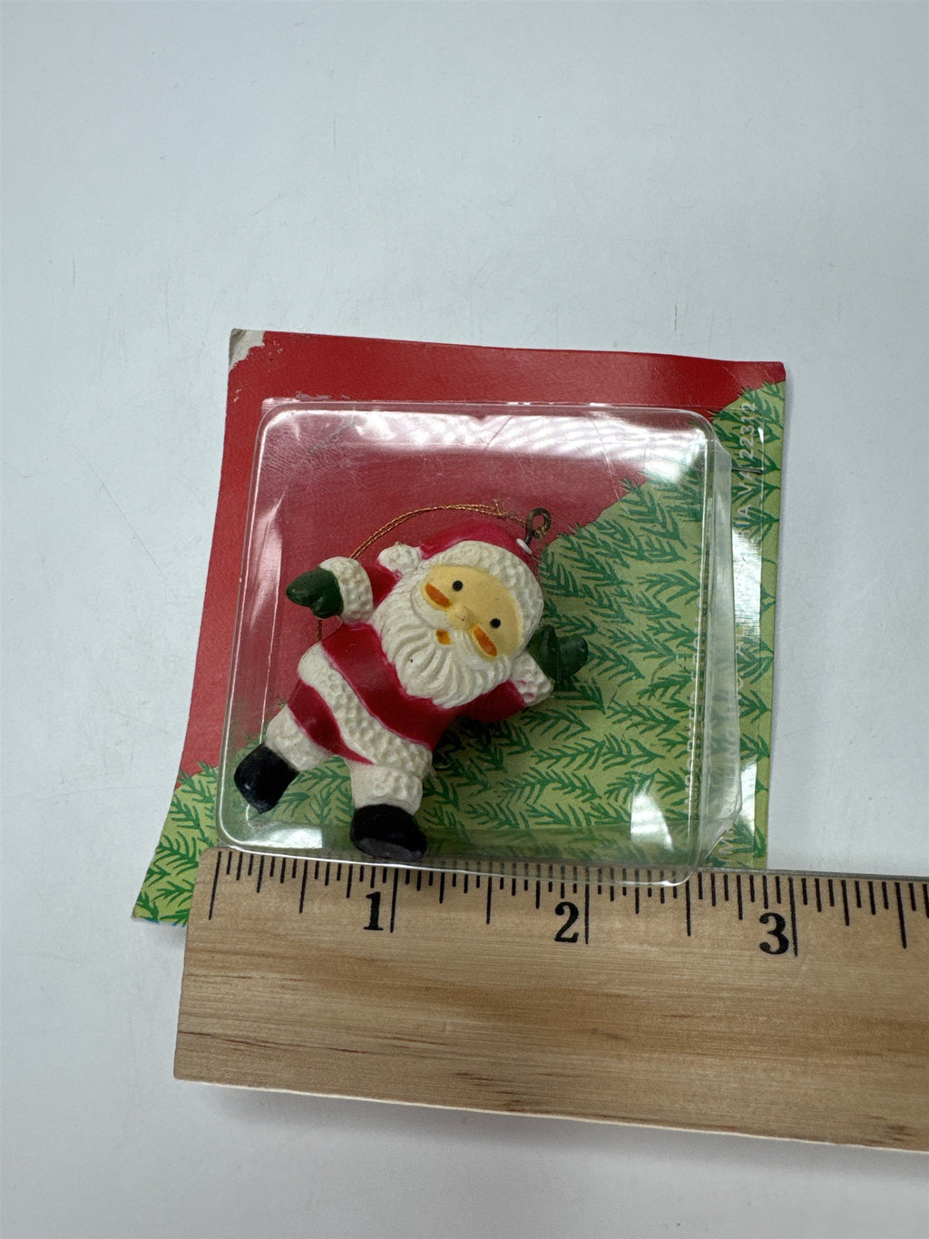 Vintage Santa Miniature Ornament NIP Plastic Christmas Figurine 1970s