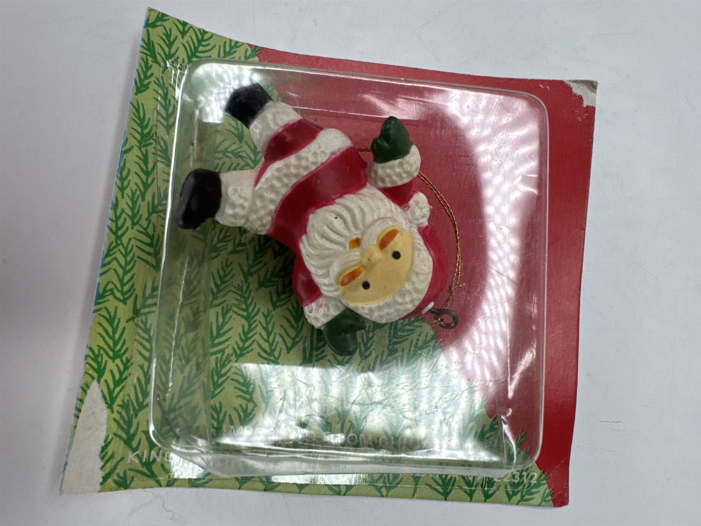 Vintage Santa Miniature Ornament NIP Plastic Christmas Figurine 1970s
