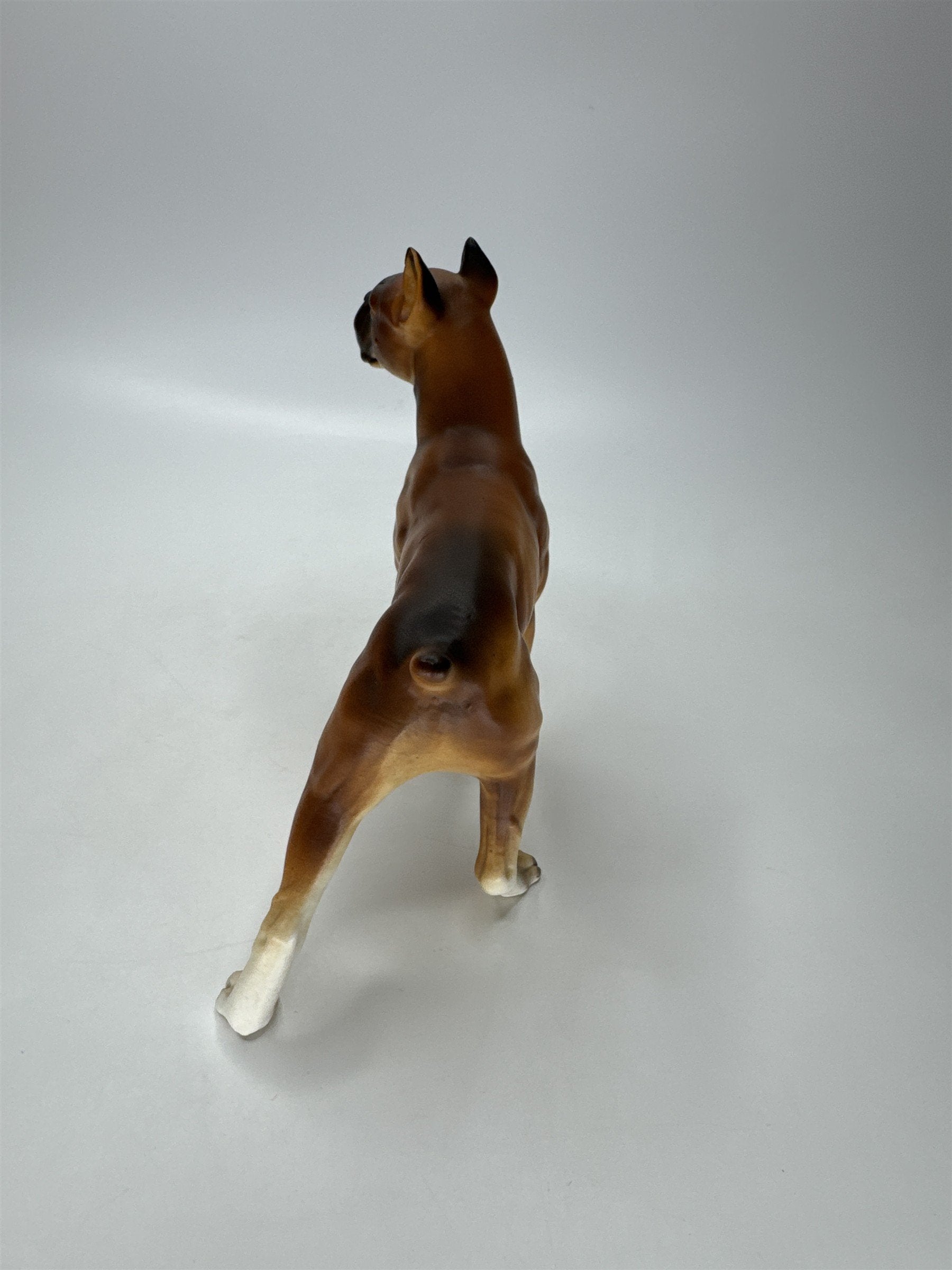 Vintage Boxer Dog Figurine Ceramic Brown Glazed 5" Tall Decor