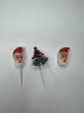 Lot 3 Vtg Santa Head Christmas Tree Cake Topper Picks Wax Head 1950s