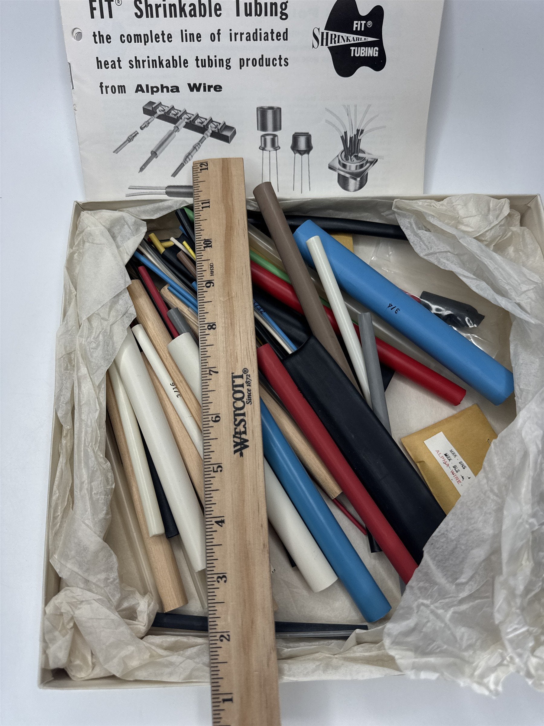 Vtg Alpha Wire FIT Shrinkable Tubing Kit Assorted Color Gauge NOS Box