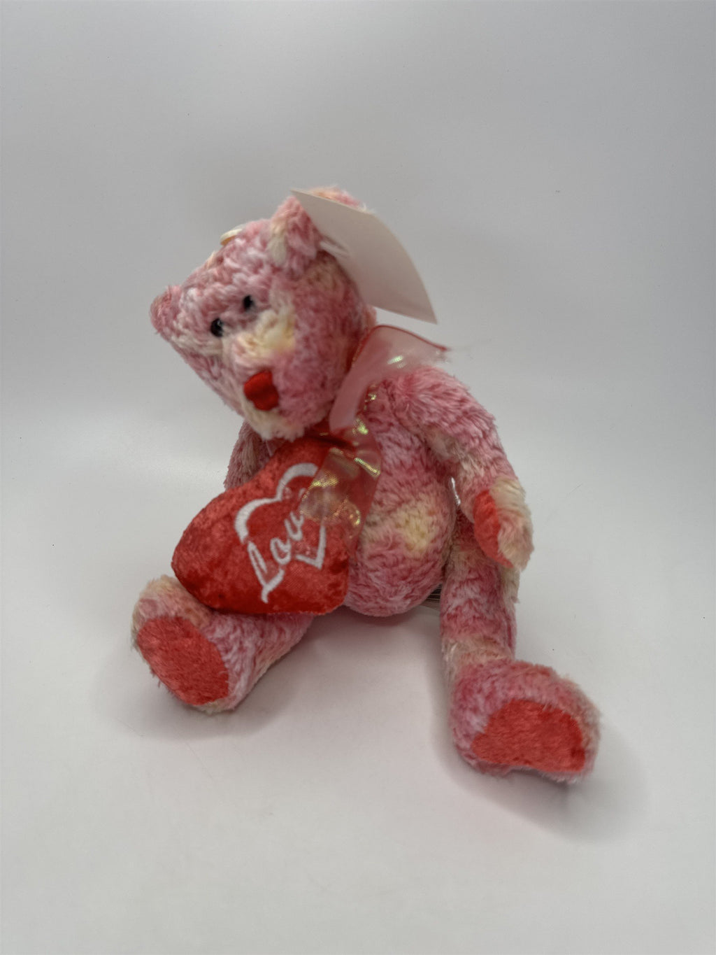 Dan Dee Teddy Bear Pink Yellow Stuffed Animal Love Heart Valentine NWT
