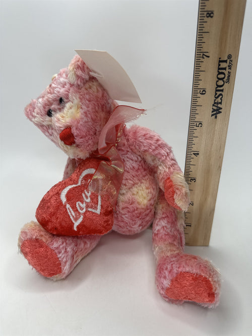Dan Dee Teddy Bear Pink Yellow Stuffed Animal Love Heart Valentine NWT