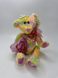 Dan Dee Teddy Bear NWT Plush Tie Dye Bright Pink Purple Valentine Heart