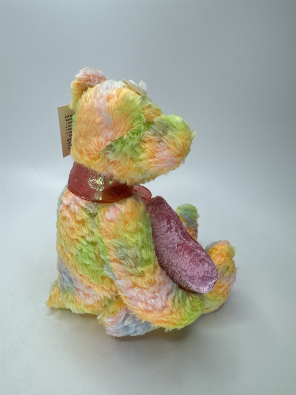 Dan Dee Teddy Bear NWT Plush Tie Dye Bright Pink Purple Valentine Heart