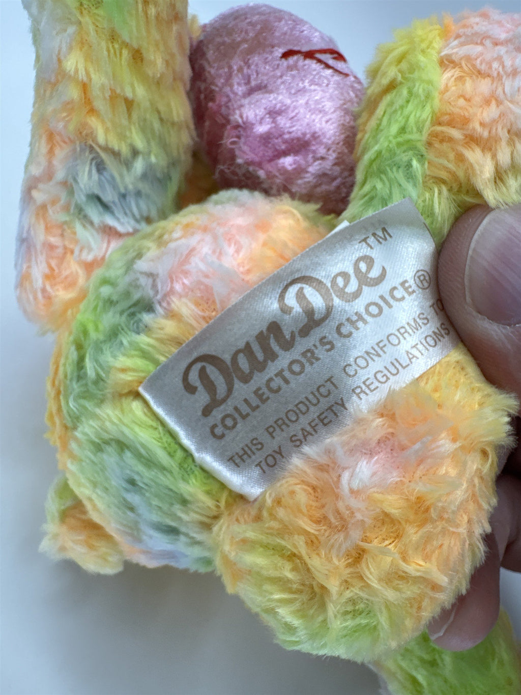 Dan Dee Teddy Bear NWT Plush Tie Dye Bright Pink Purple Valentine Heart