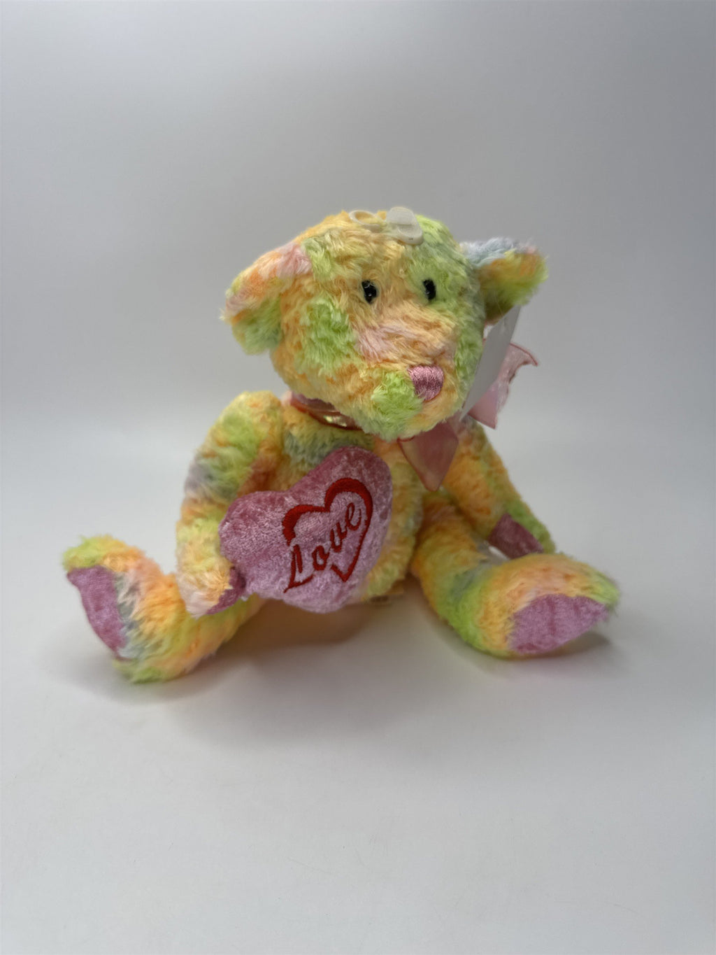 Dan Dee Teddy Bear NWT Plush Tie Dye Bright Rainbow Valentine Heart Gift