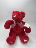 Commonwealth Toys Red Valentine's Bear NWT Plush White Heart Bow 10"