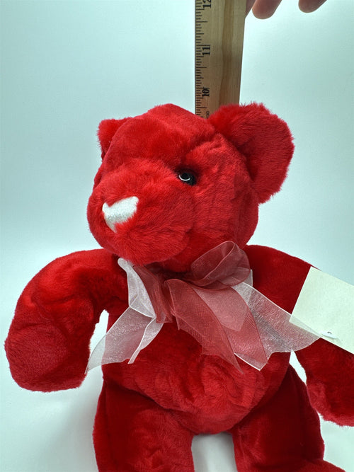 Commonwealth Toys Red Valentine's Bear NWT Plush White Heart Bow 10"