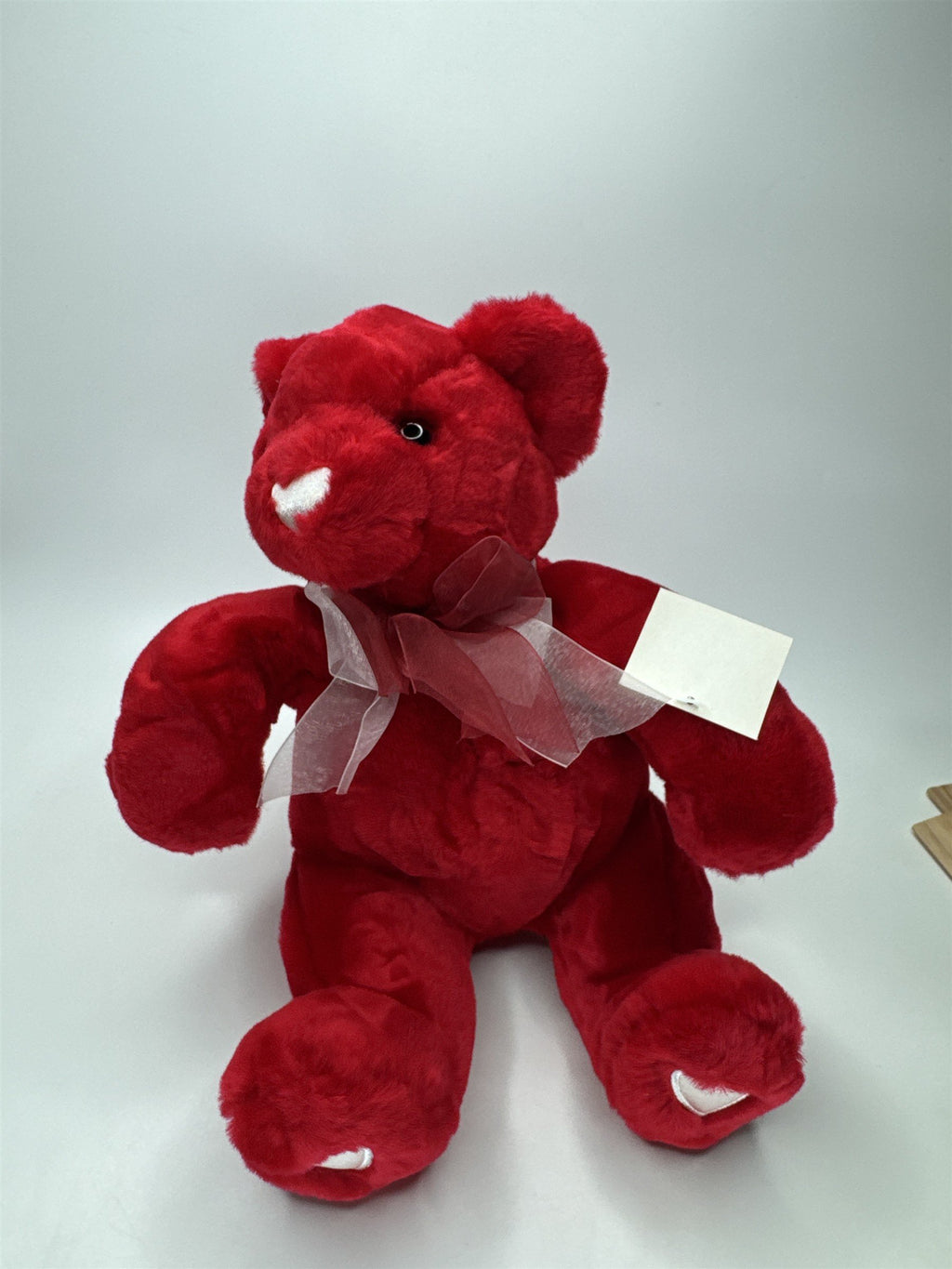 Commonwealth Toys Red Valentine's Bear NWT Plush White Heart Bow 10"