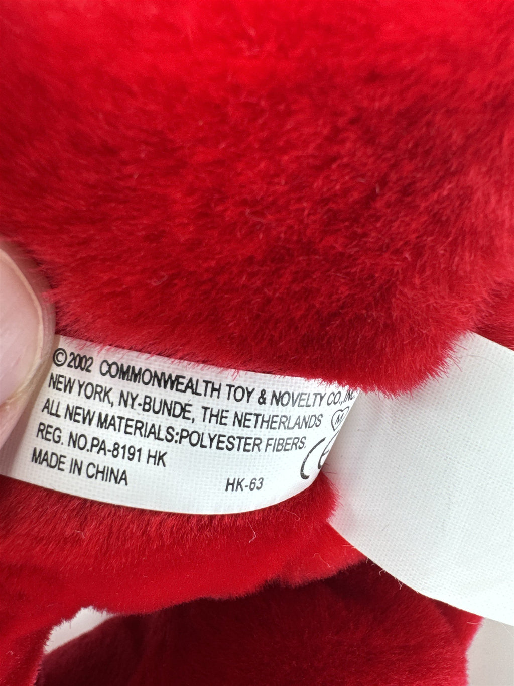 Commonwealth Toys Red Valentine's Bear NWT Plush White Heart Bow 10"