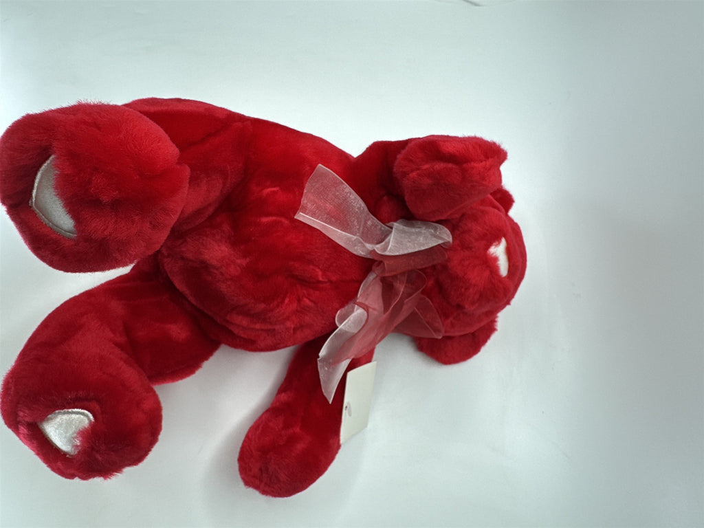 Commonwealth Toys Red Valentine's Bear NWT Plush White Heart Bow 10"