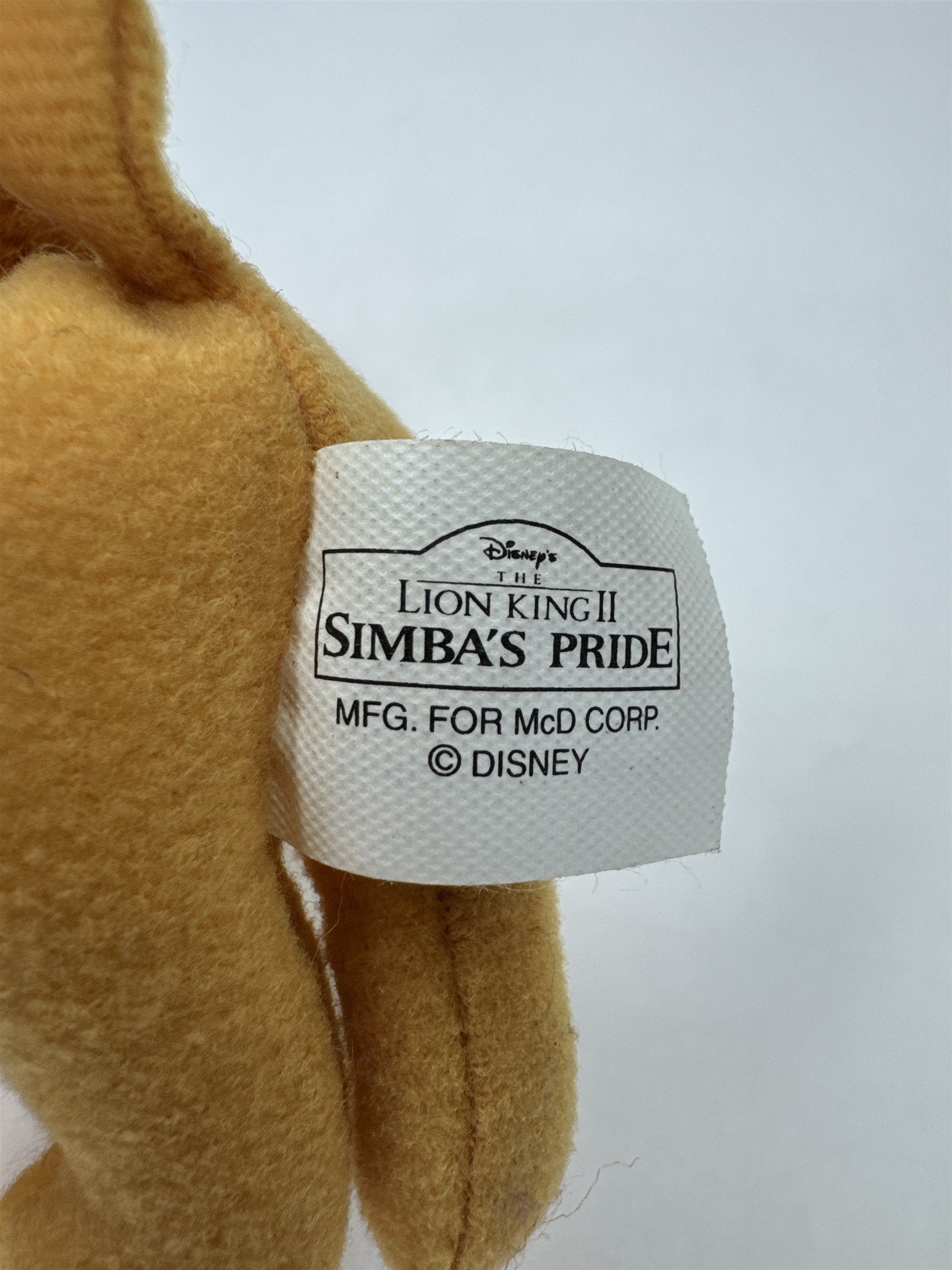 Vtg 1998 Disney Simba's Pride Simba Lion Plush Toy McDonald's Happy Meal