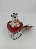 Vintage Hallmark Valentine's Day Cat Heart Lock Candy Trinket Box W/ Tag