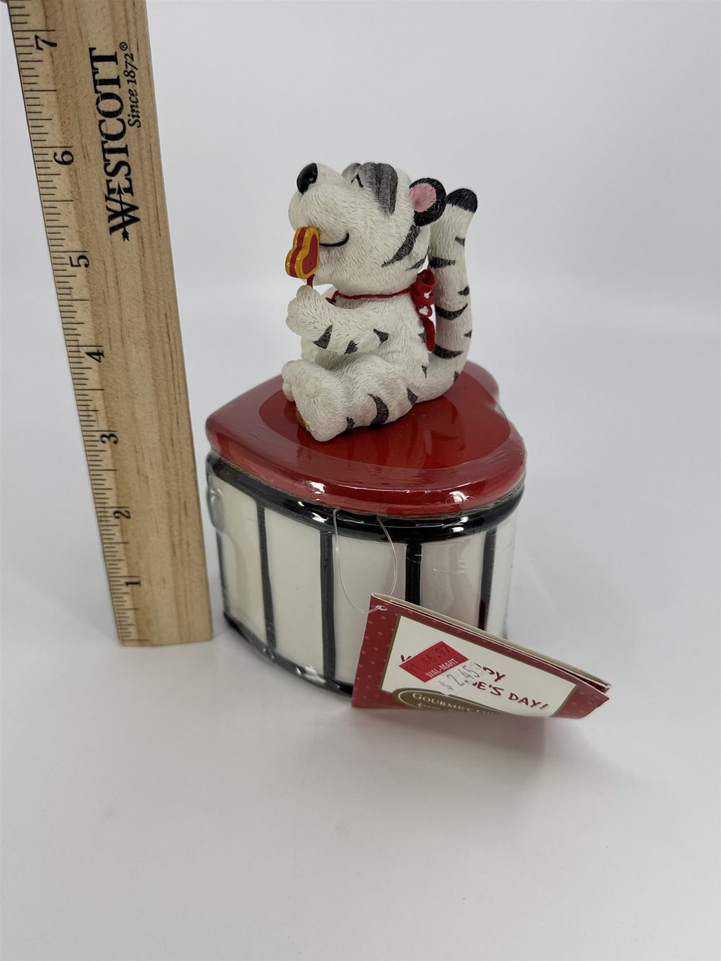 Vintage Hallmark Valentine's Day Cat Heart Lock Candy Trinket Box W/ Tag
