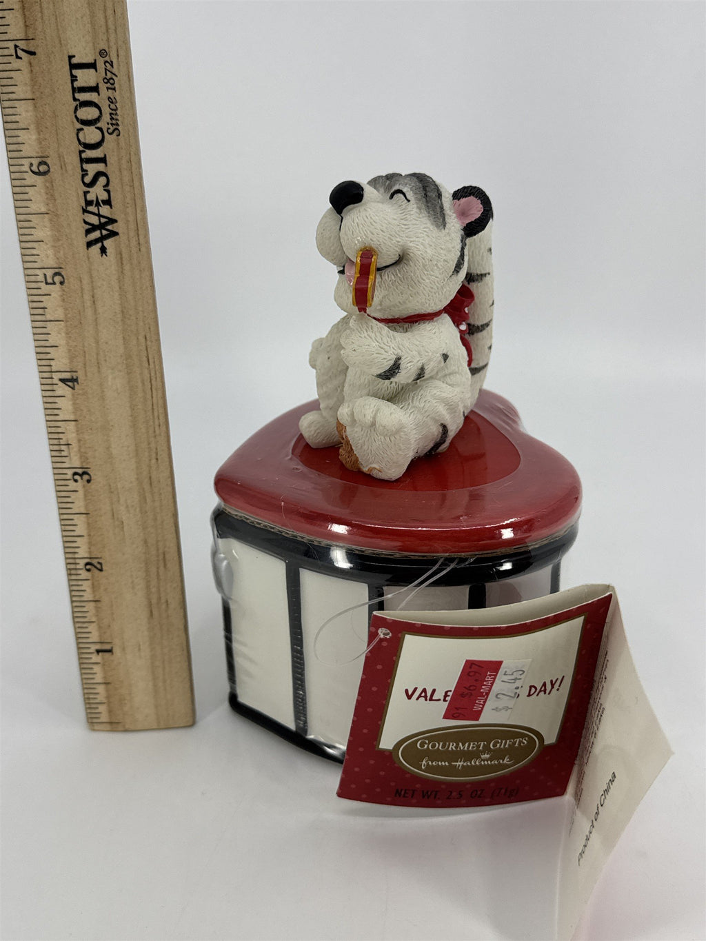 Vintage Hallmark Valentine's Day Cat Heart Lock Candy Trinket Box W/ Tag