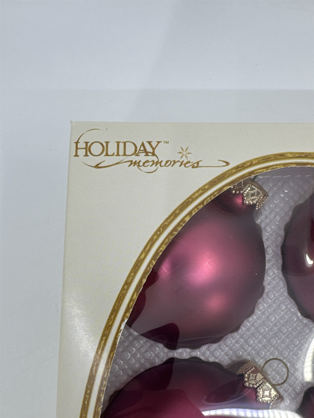 6 Vintage Pink Glass Christmas Ornaments W/ Gold Toned Caps by Holiday Memories
