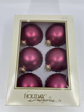 6 Vintage Pink Glass Christmas Ornaments W/ Gold Toned Caps by Holiday Memories