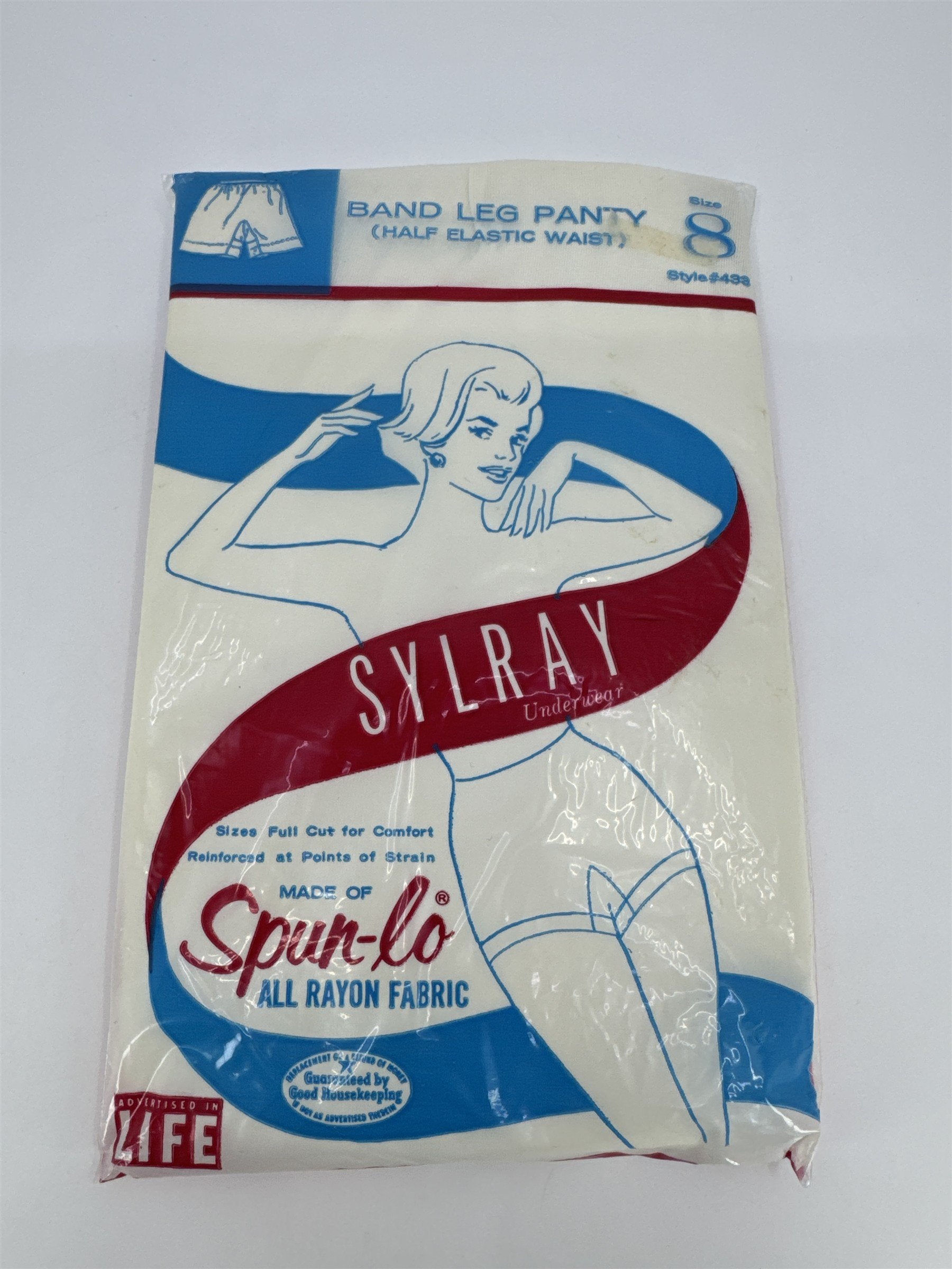 Vintage Sylray Underwear Band Leg Panty Size 8 Spun Lo All Rayon Fabric #433