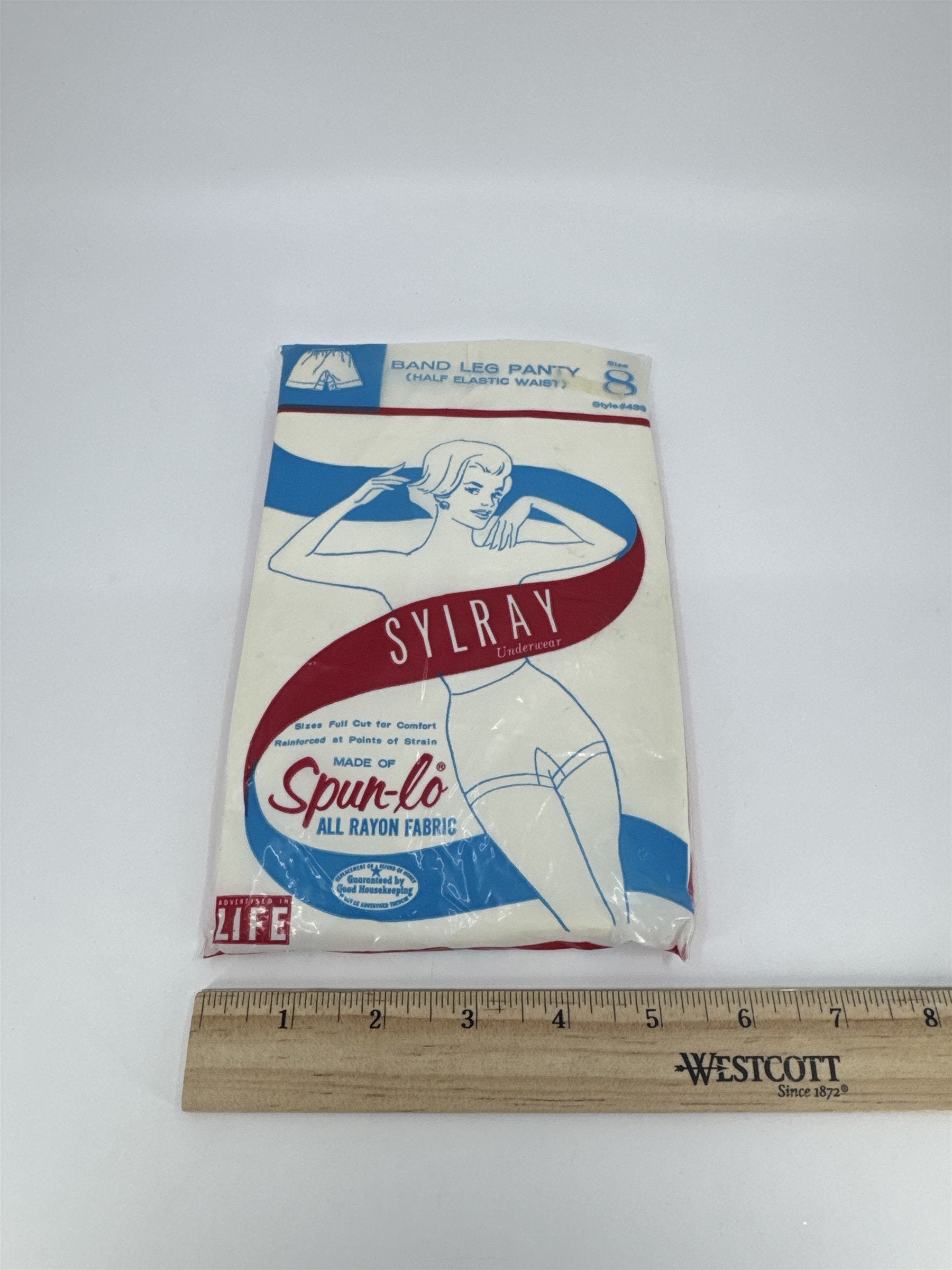 Vintage Sylray Underwear Band Leg Panty Size 8 Spun Lo All Rayon Fabric #433