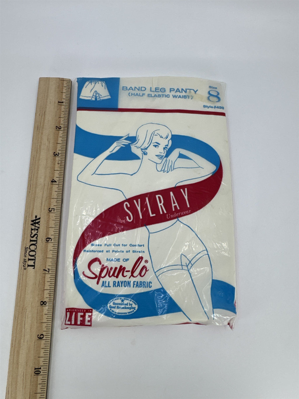 Vintage Sylray Underwear Band Leg Panty Size 8 Spun Lo All Rayon Fabric #433