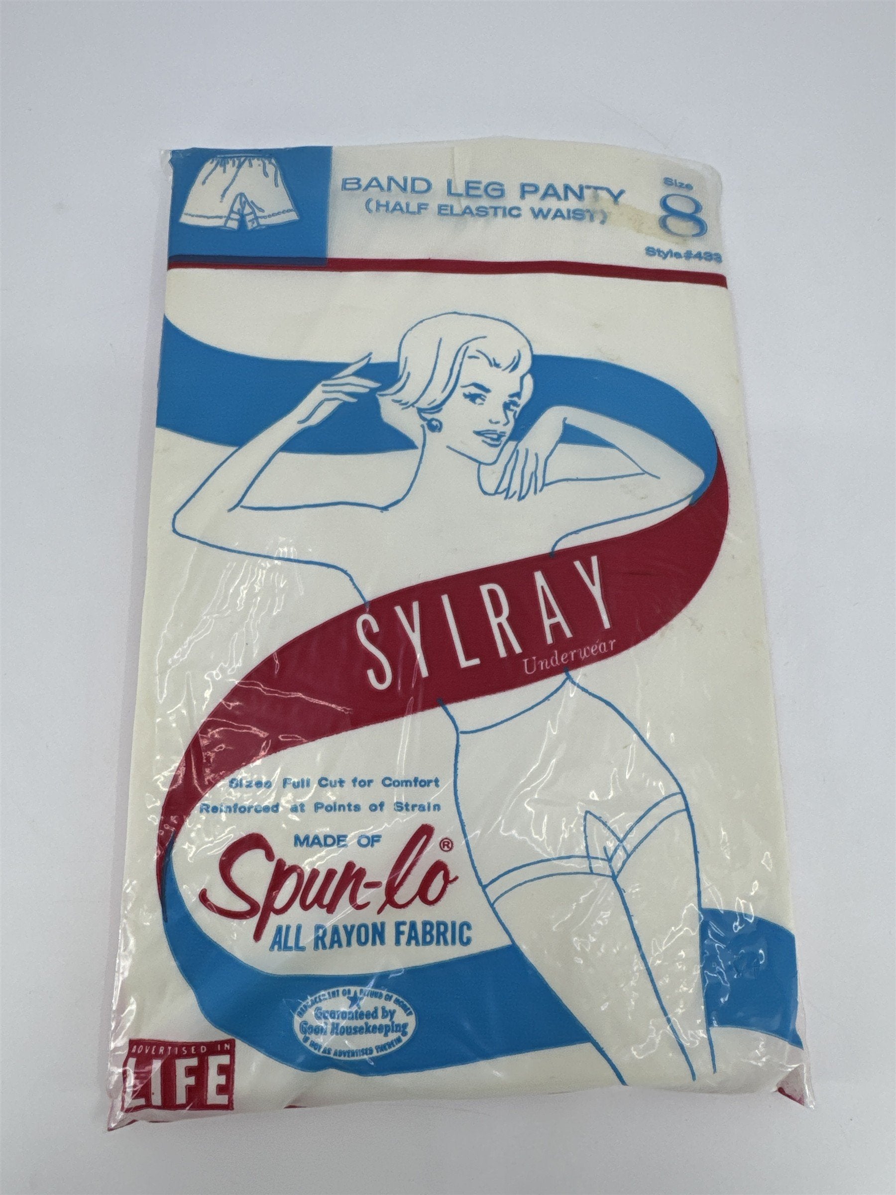 Vintage Sylray Underwear Band Leg Panty Size 8 Spun Lo All Rayon Fabric #433