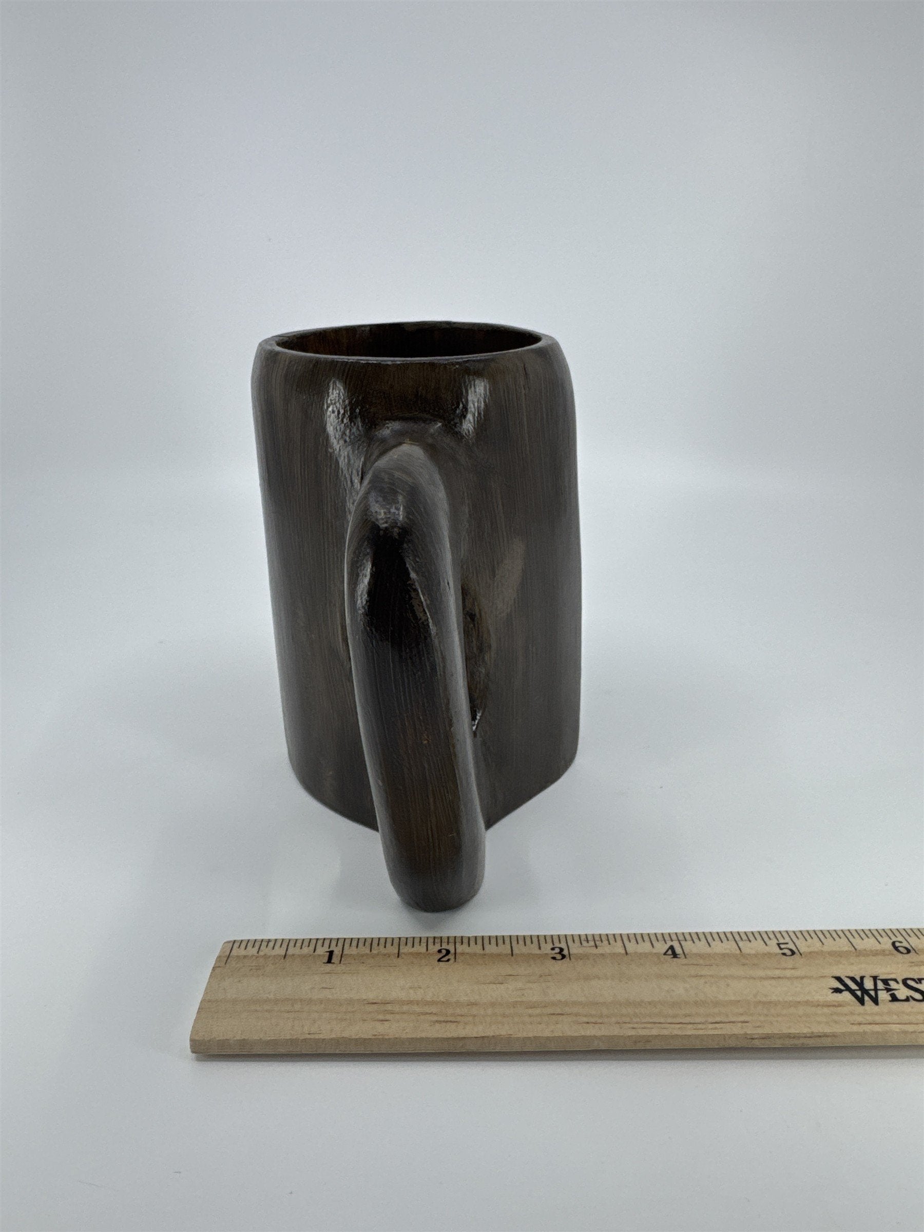 Vintage Wood Carved Tiki Face Coffee Mug Drinking Cup