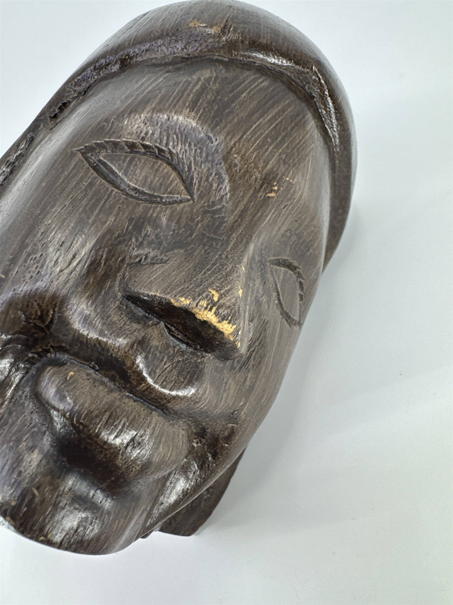 Vintage Wood Carved Tiki Face Coffee Mug Drinking Cup