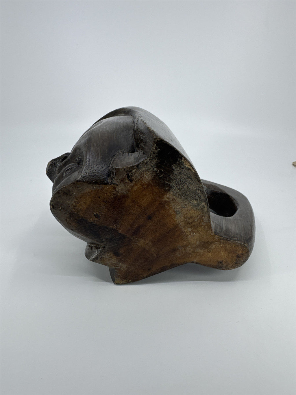 Vintage Wood Carved Tiki Face Coffee Mug Drinking Cup