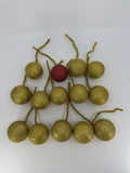 Set Of 14 Vintage Glitter Styrofoam Ornaments W/ Wire Tinsel Hangers Gold/Red
