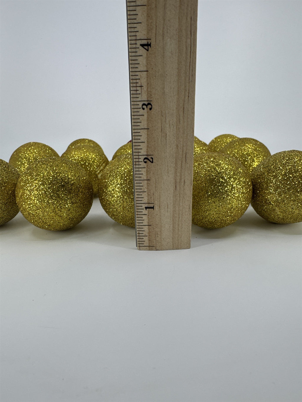 Set Of 14 Vintage Glitter Styrofoam Ornaments W/ Wire Tinsel Hangers Gold/Red