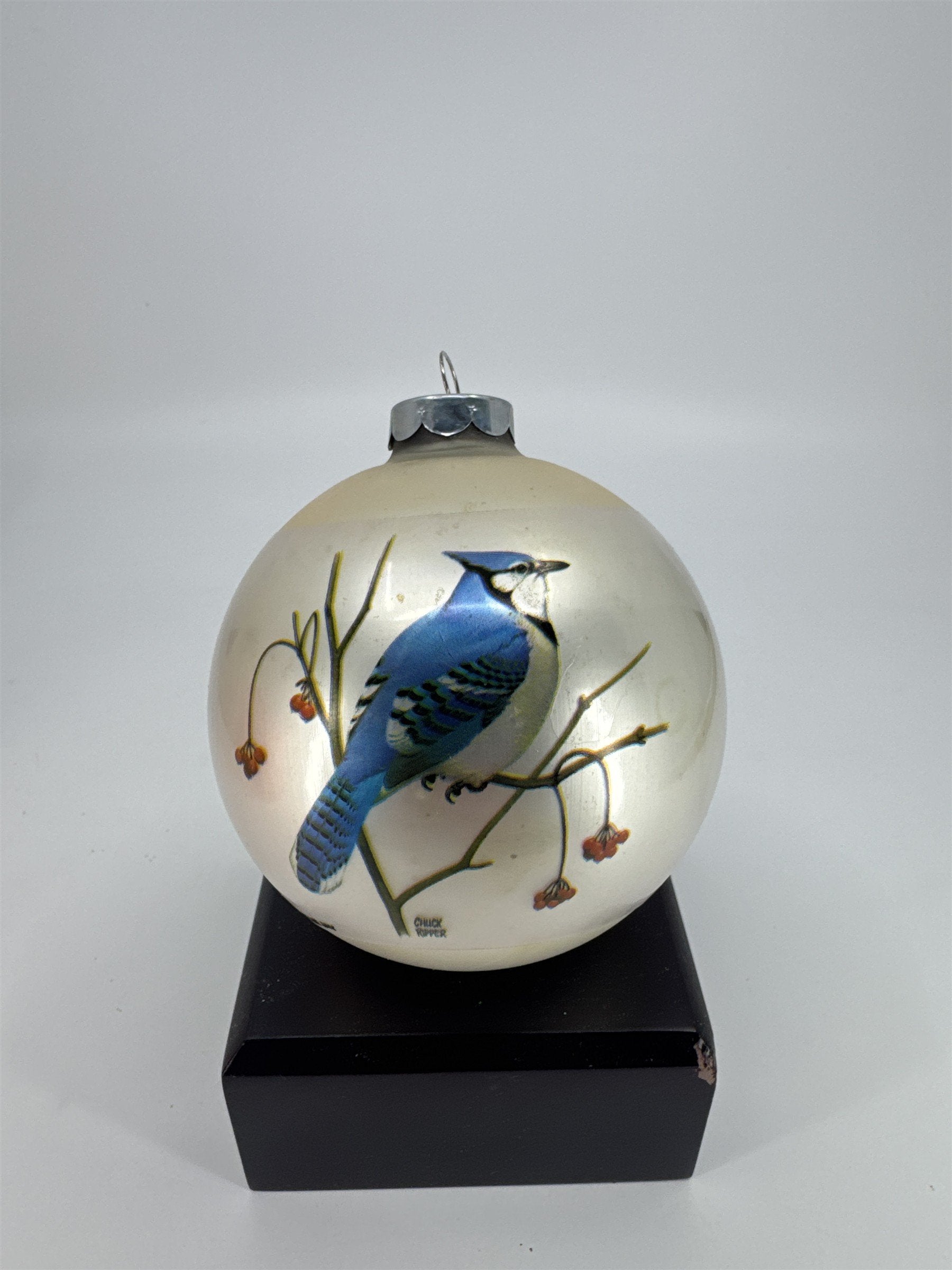 Vintage Chuck Ripper Blue Jay Christmas Ornament 1977