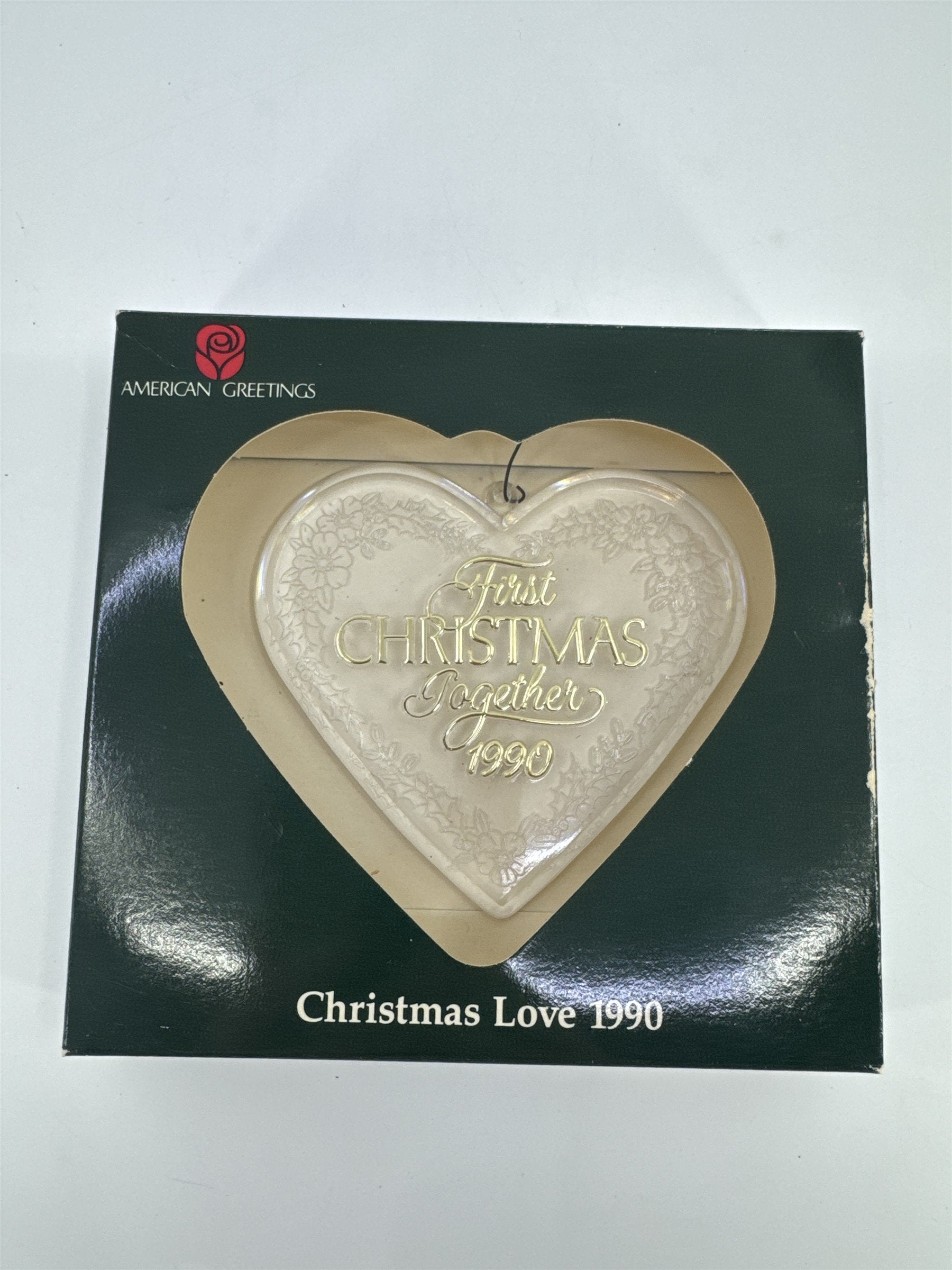 Vintage Our First Christmas Together 1990 Clear Acrylic Tree Ornament