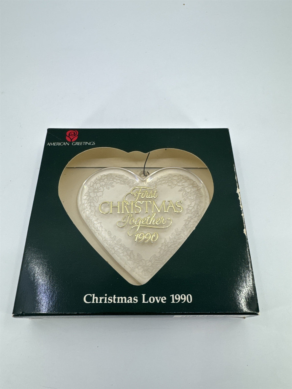 Vintage Our First Christmas Together 1990 Clear Acrylic Tree Ornament
