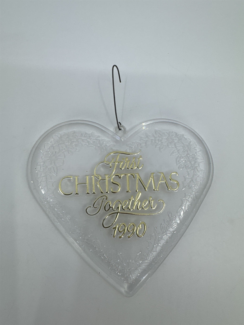 Vintage Our First Christmas Together 1990 Clear Acrylic Tree Ornament