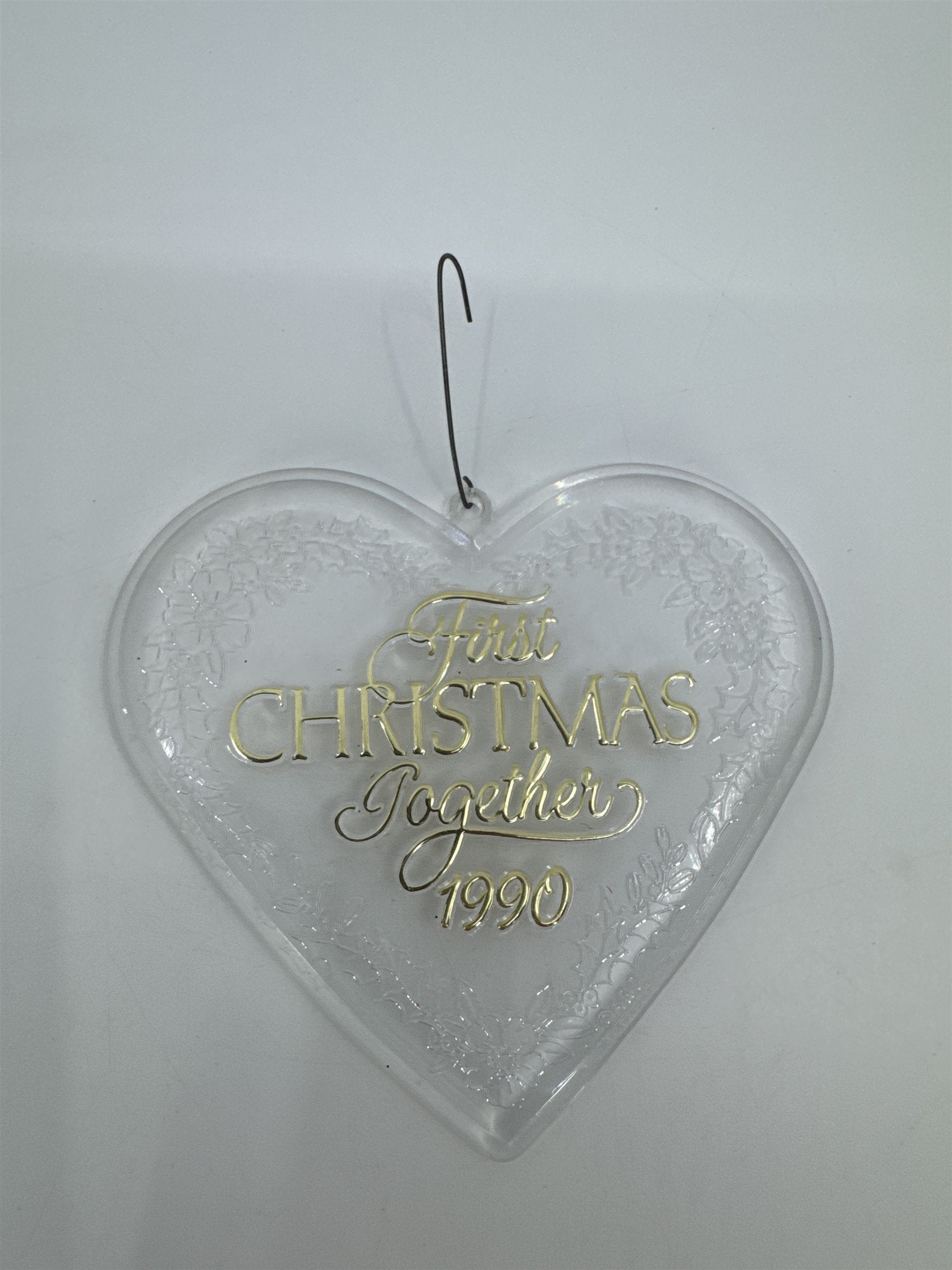 Vintage Our First Christmas Together 1990 Clear Acrylic Tree Ornament