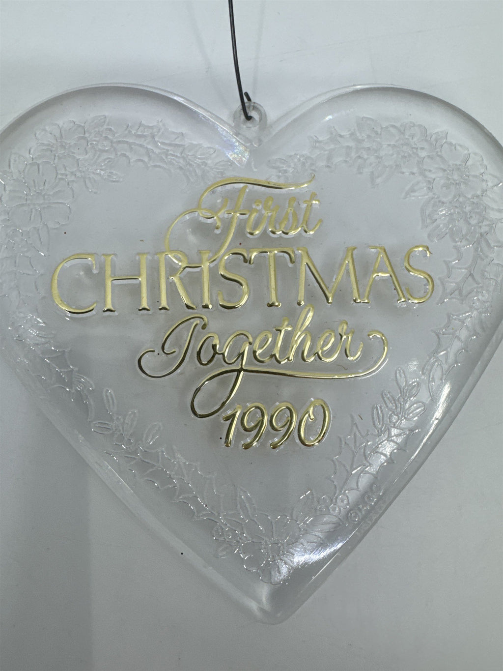 Vintage Our First Christmas Together 1990 Clear Acrylic Tree Ornament