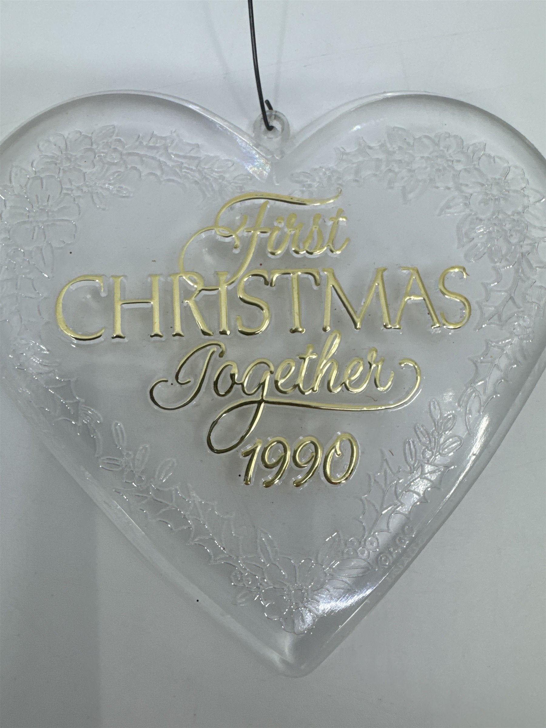 Vintage Our First Christmas Together 1990 Clear Acrylic Tree Ornament
