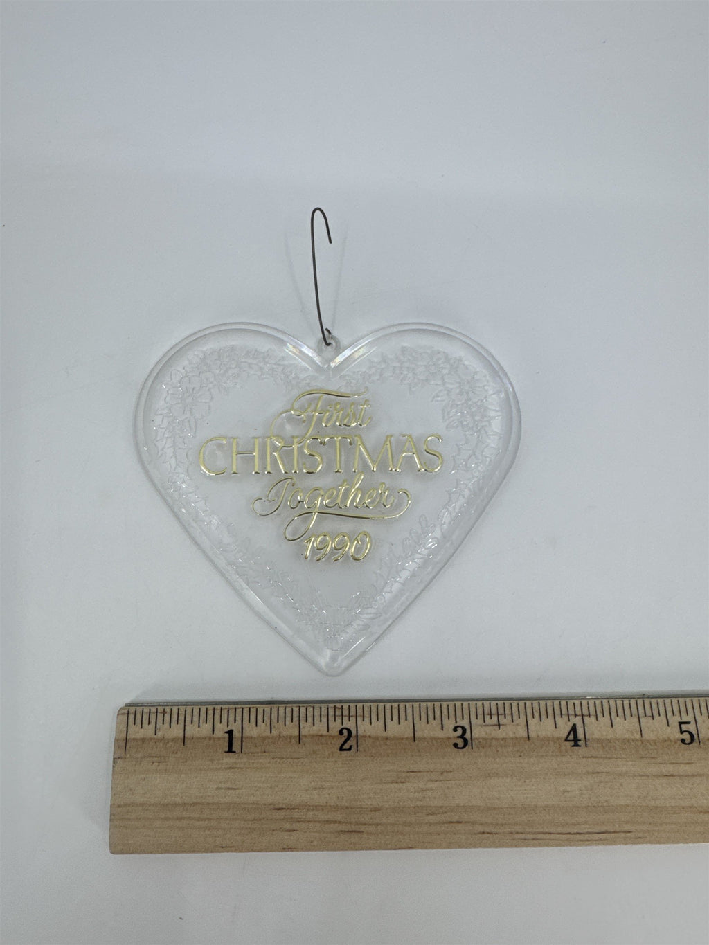 Vintage Our First Christmas Together 1990 Clear Acrylic Tree Ornament