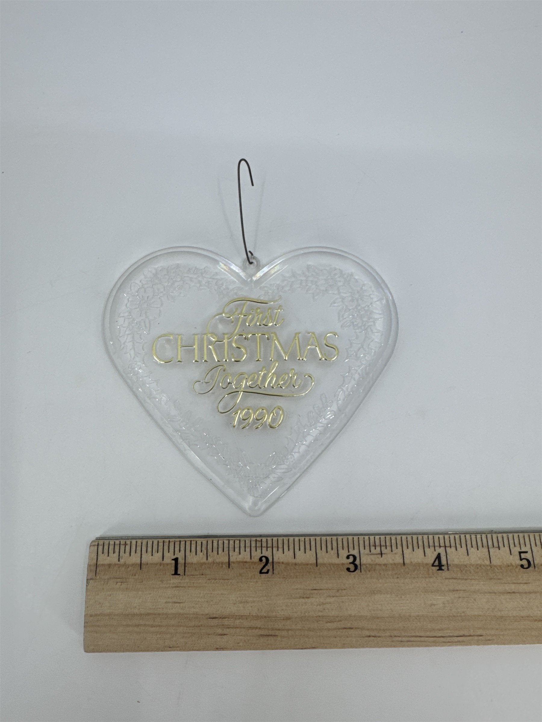 Vintage Our First Christmas Together 1990 Clear Acrylic Tree Ornament
